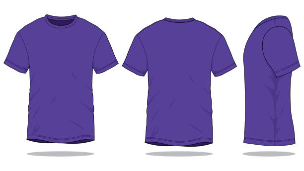 Purple T-Shirt Vector for Template Front and Back View human neck illustrations stock illustrations