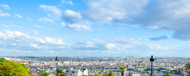 paris france panorama - paris france roof apartment aerial view stock-fotos und bilder