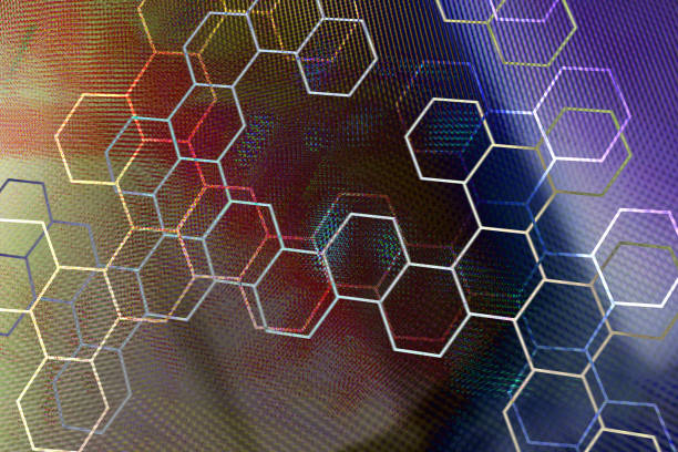 Graphic hexagon shapes on abstract background