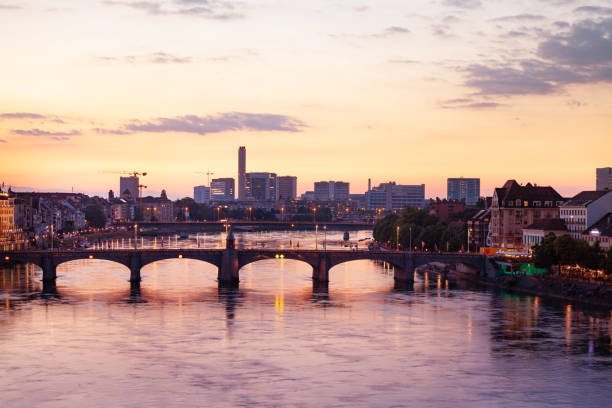 istock Rhine river embankment during sunset in Basel 1133821579
