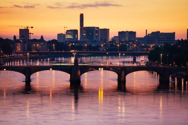 istock Middle Bridge across Rhine during sunset in Basel 1133821583