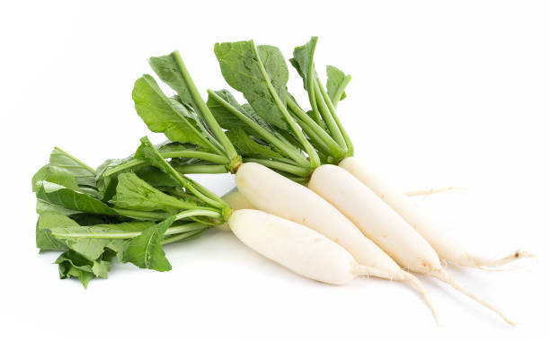 istock fresh white radish isolated on white background 1133821968