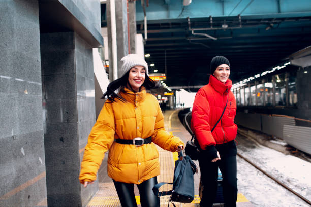 istock Young female and railway train. 1133822463