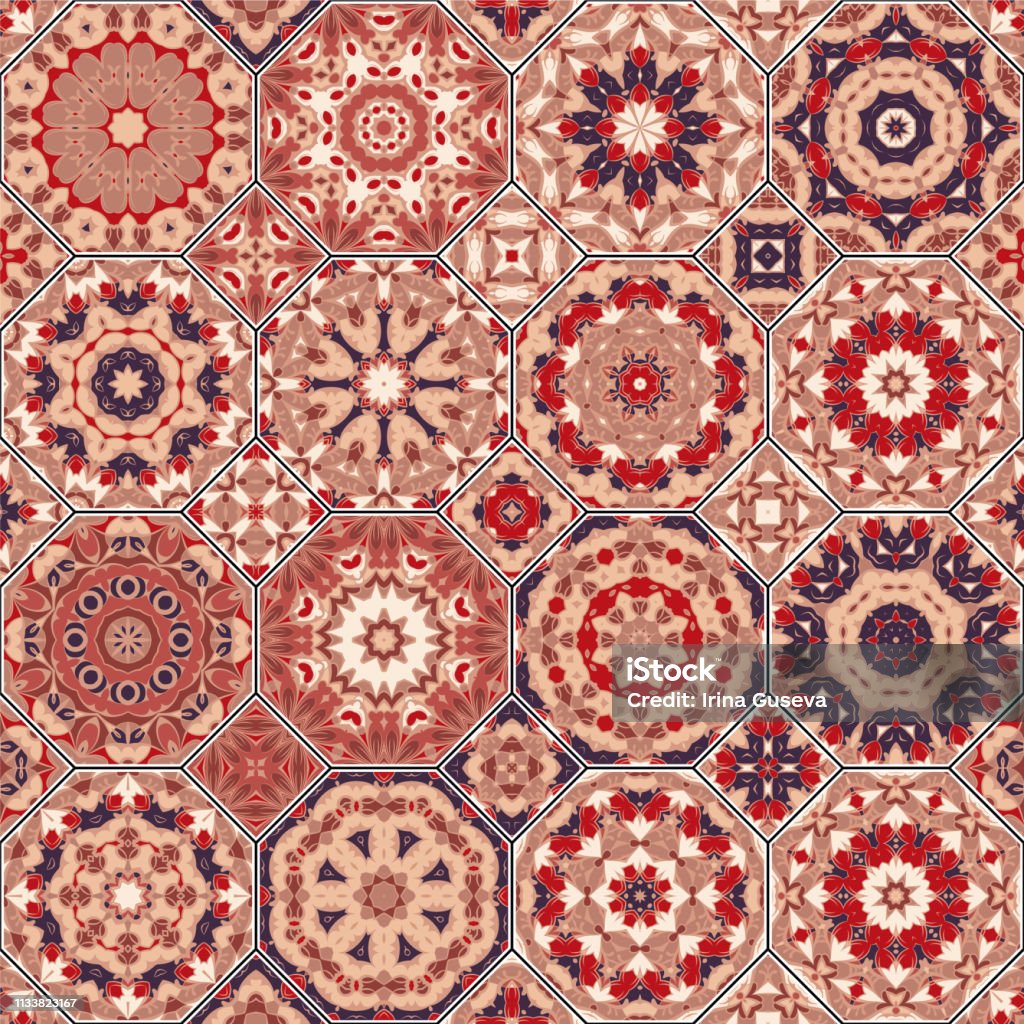 Octagonal Motif Set Of Octagonal And Square Patterns Stock Illustration - Download ...