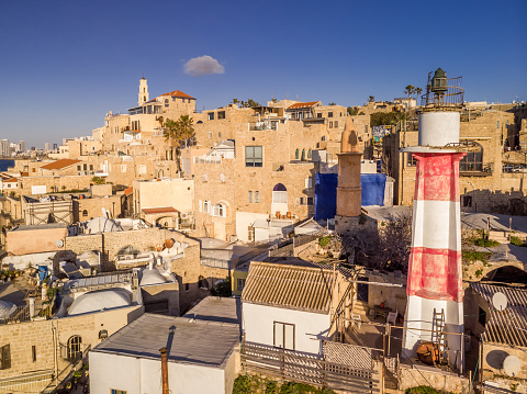 Aerial shot of famous old town of Jaffa at Tel Aviv, Israel.