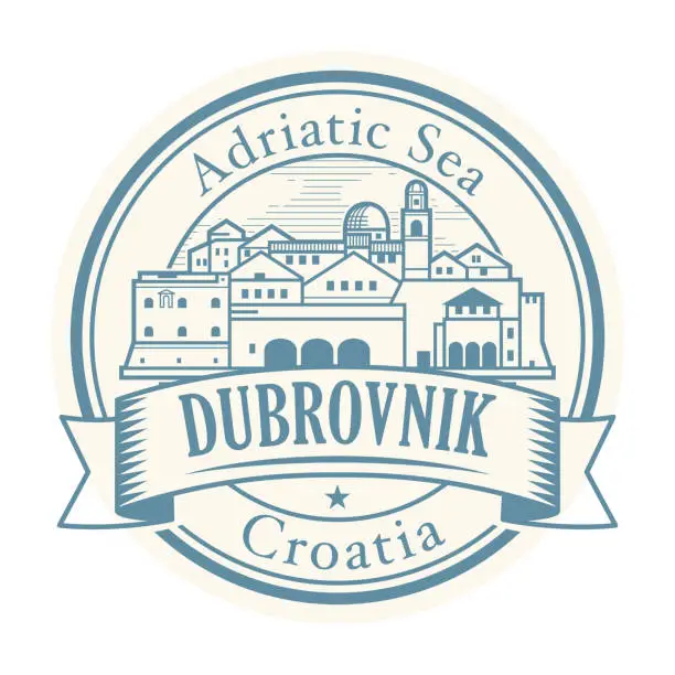 Vector illustration of Abstract rubber stamp with Dubrovnik, Croatia