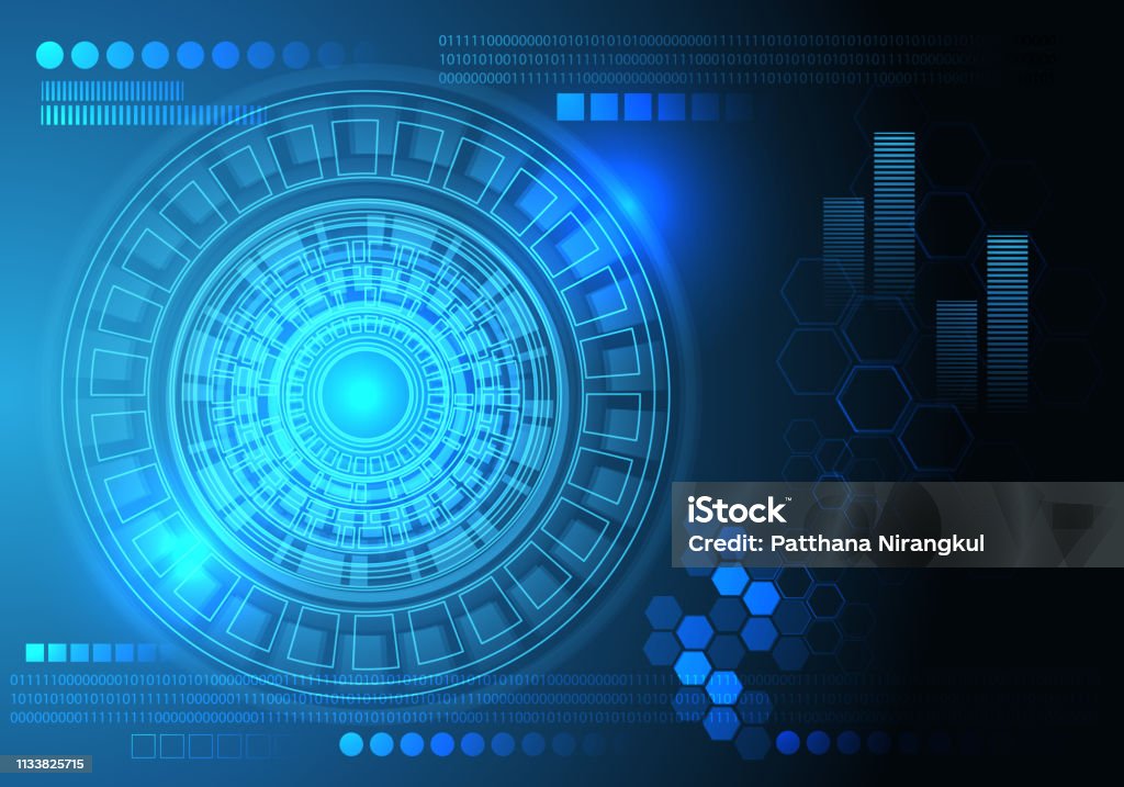 Abstract Blue Screen Data Circle Circuit Technology Computer Design ...
