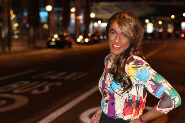 istock Trans woman outdoors at night with copy space 1133825758