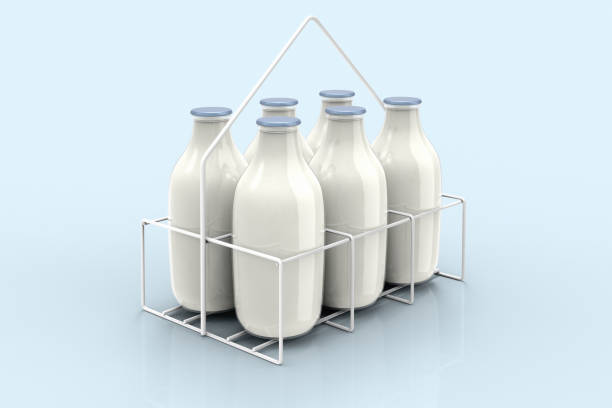 milk bottles for delivery - milk old fashioned retro revival still life imagens e fotografias de stock