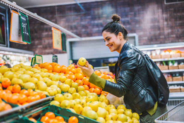 Woman Groceries Shopping stock photo