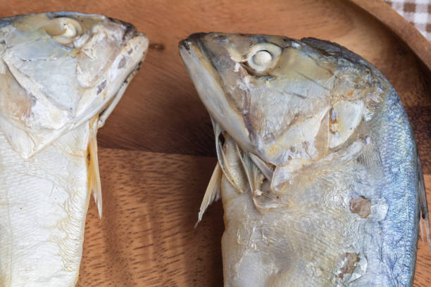 istock steamed Mackerel on wooden plate 1133828527