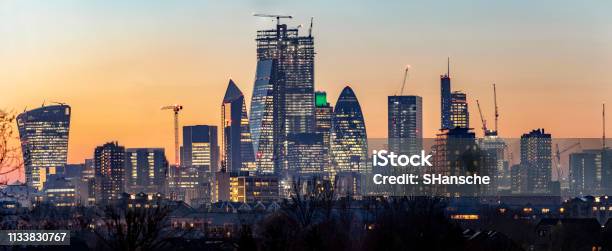 Panoramic View To The Skyline Of The City Of London United Kingdom Stock Photo - Download Image Now