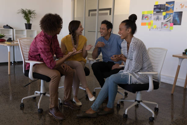 istock Business colleagues interacting with each other in office 1133832038