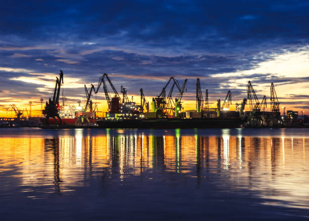 istock Evening panorama of the cargo port. 1133832594