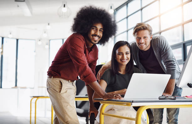 istock Dynamic trio of creatives 1133839177