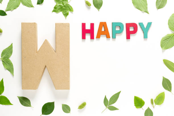 istock Letter W and Happy with green leaves 1133839821