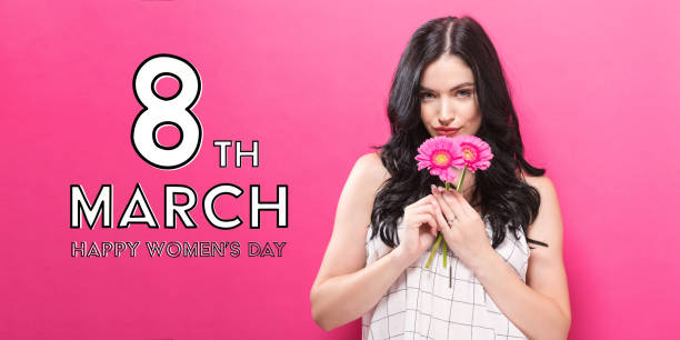 istock Womens Day message with young woman with garbela 1133839854