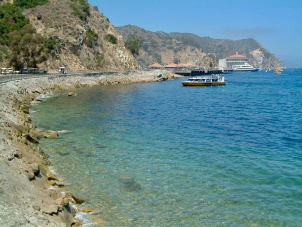 isla santa catalina, avalon/lovers cove. beach - avalon california fotografías e imágenes de stock