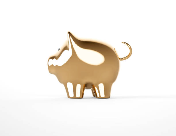 istock Piggy Bank on White Gold Color 1133852775