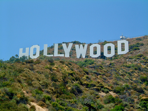 Los Angeles CA.,USA - July 13,2003:Hollywood sign located in Los Angeles.Taken from almost directly below the billboard in the Hollywood Land area.