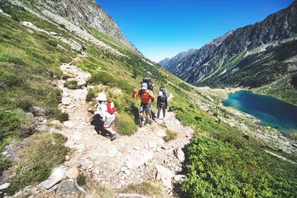 istock Family hiking in mountains 1133853109