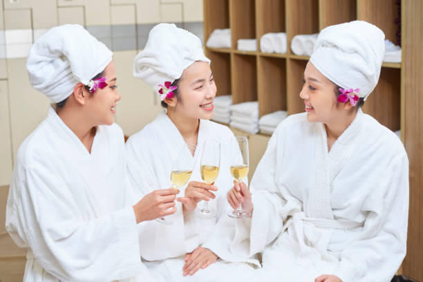 istock Group of girls celebrating in spa centre 1133854595