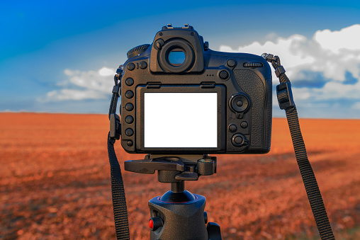 DSLR camera mock up screen for outdoor landscape photography image