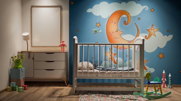 istock Children's room with cradle for baby 3d render 1133857917