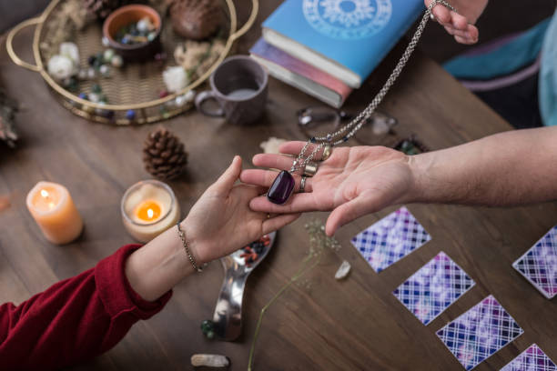 istock Beautiful amulet with a special violet stone 1133859414