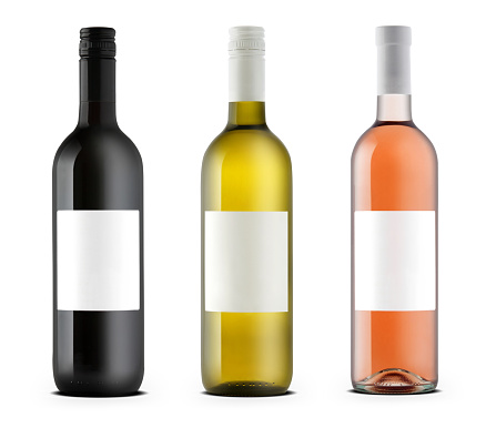 Three wine bottles  isolated on white