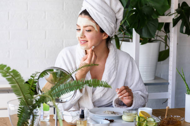 istock Woman at home having skin care routine 1133860179