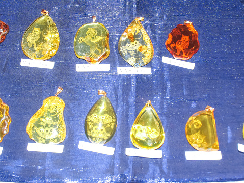 Products and jewelry from amber. Processed amber