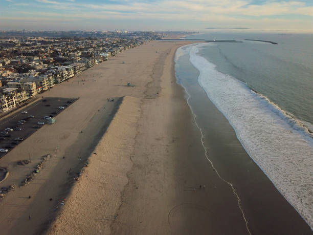 istock Aerial view of Santa Monica State Beach before sunset time. 1133861446