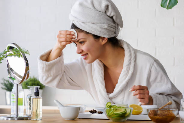 istock Woman at home having skin care routine 1133862531