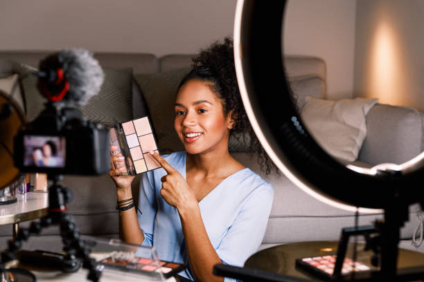 istock Beauty blogger making cosmetics tutorial for her online channel 1133870691