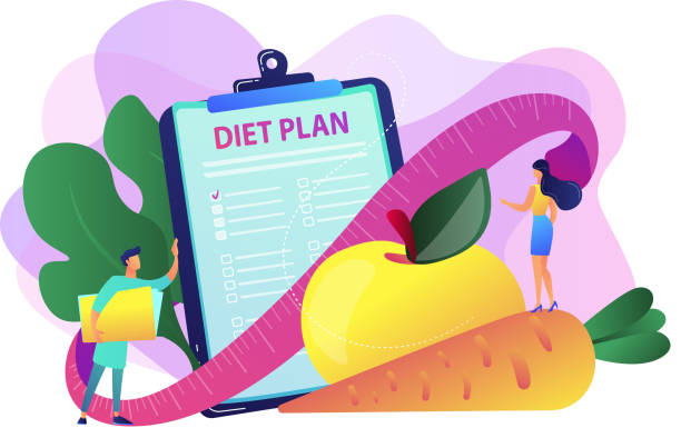 ilustrações de stock, clip art, desenhos animados e ícones de nutrition diet concept vector illustration. - weight apple loss weightloss