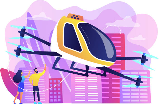 ilustrações de stock, clip art, desenhos animados e ícones de aerial taxi service concept vector illustration. - vista aérea de carro recorte