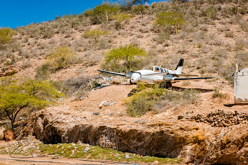 Crashed, destroyed and abandoned airplane