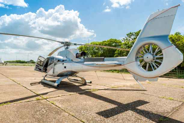 istock Helicopter ready for departure at Heliport 1133879204