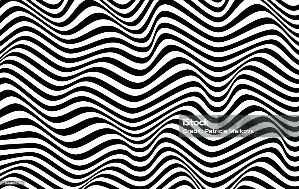 Psychedelic Vector Background With Black Waves Distortion Stock  Illustration - Download Image Now - iStock