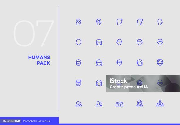 Vector Line Icons Humans Pack Stock Illustration - Download Image Now - Profile View, Icon Symbol, Sparse