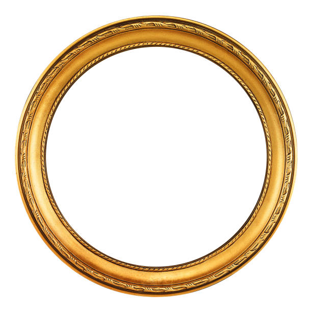 cadre d'image d'or-chemin de découpage - picture frame frame ellipse photograph photos et images de collection
