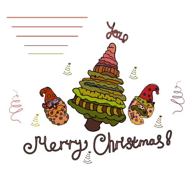 Vector illustration of Lettering below from congratulations Merry Christmas There is a place for your text. The background is white.