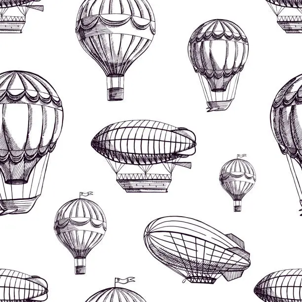 Vector illustration of seamless background of airships