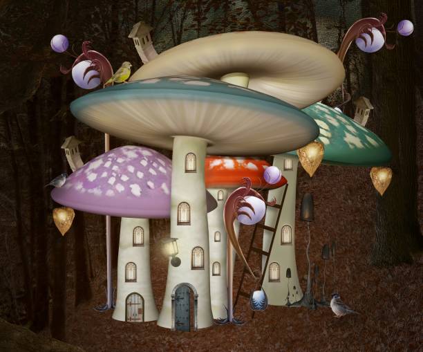 istock Mushrooms fantasy town – 3D illustration 1133905163