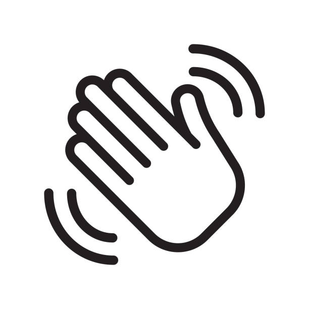Greeting sign. Hello symbol. Hand waving icon. Greeting sign. Hello symbol. Gesture vector illustration waving gesture stock illustrations