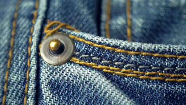 istock Denim jeans texture with curve seams, close-up 1133909879