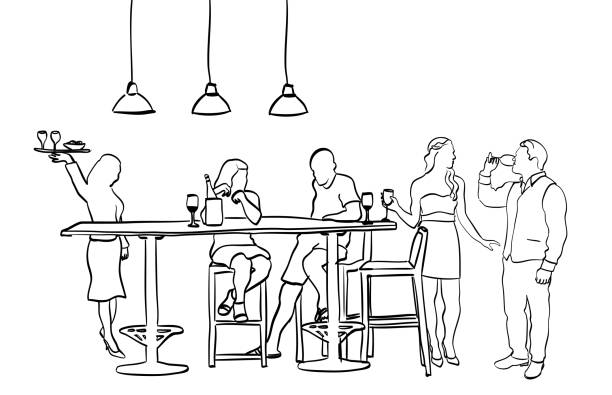 dom towarzyski mingle - bar stools obrazy stock illustrations