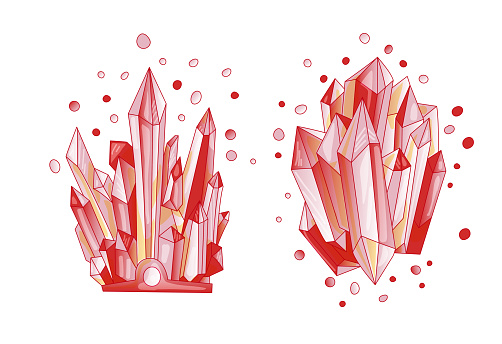 Animation Red Crystal Red Crystal Cartoon Cute Vector Quartz Illustration Quartz Crystal ...