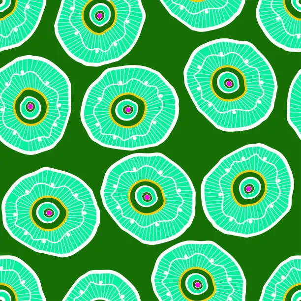 Vector illustration of abstract green circles seamless pattern